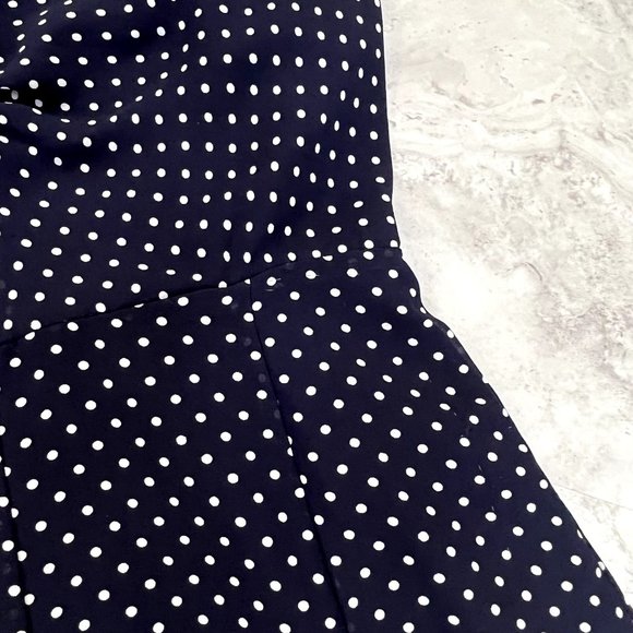 Kate Young for Target Dress 8 Blue Womens Polka Dot Sleeveless Flounce Hem - Picture 7 of 9